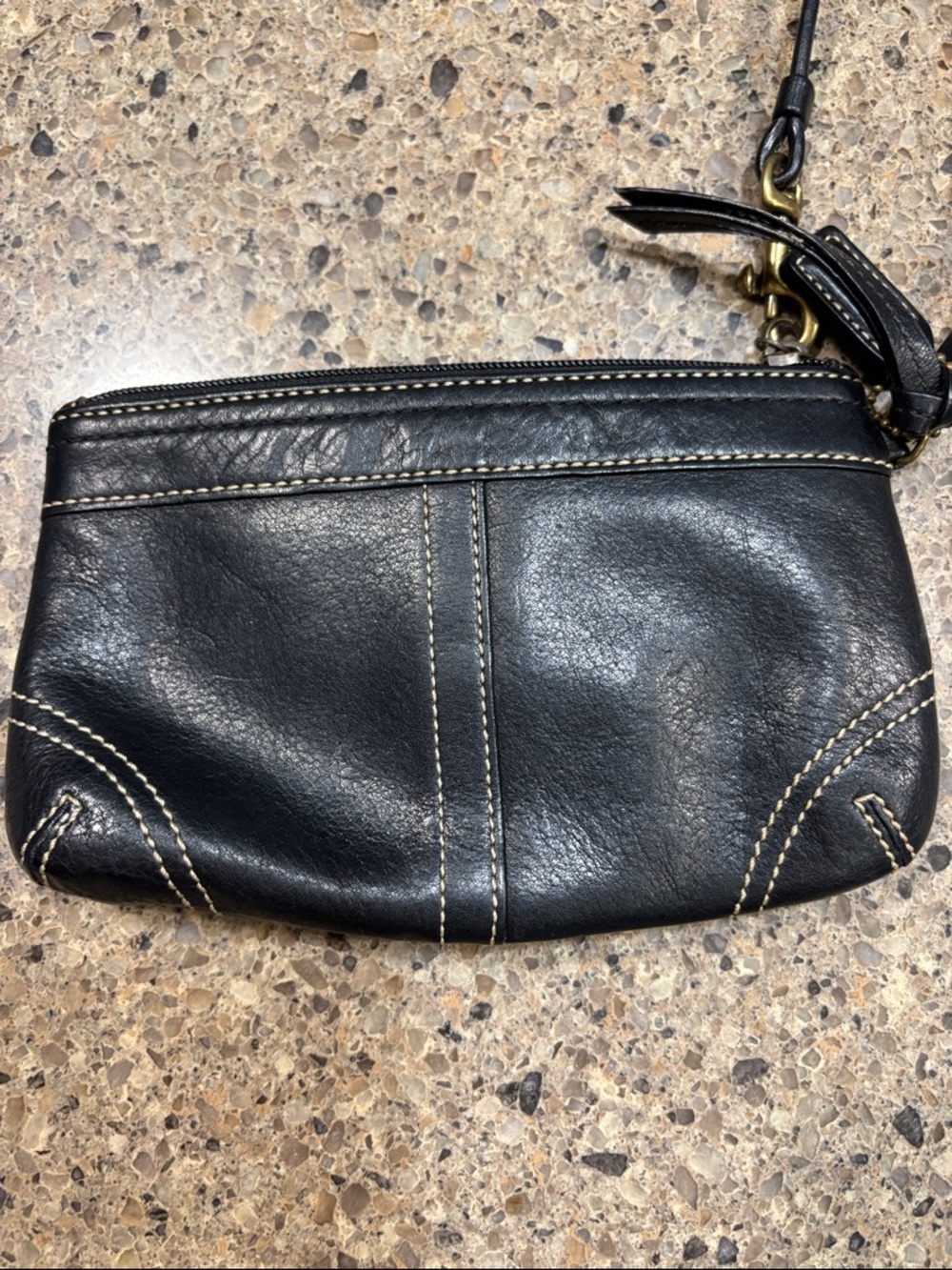 Coach Black Leather Lace-Up Wristlet with Gold Hardware - Picture 4 of 6